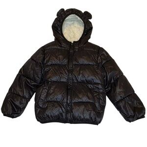 Black Hooded Puffer Coat Fleece Lined Toddler Size 2T/3T